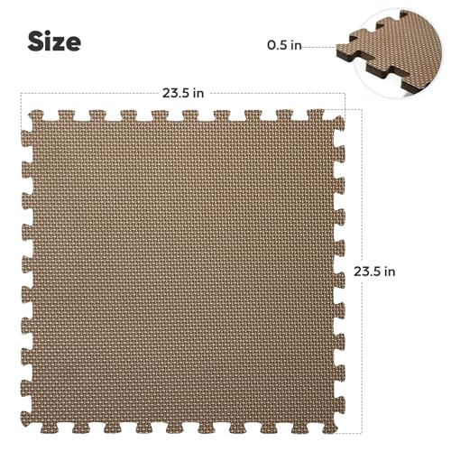 32 Pack 128 sqft Home Gym Mat, Puzzle Exercise Mat, EVA Interlocking Foam Floor Tiles for Home Workout Equipment and Kids' Play Areas - Blue, 24 in x 24 in x ½ in - (Brown, 32 Pack(128 SQ FT))