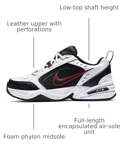 Nike Men's Air Monarch IV Training/Workout Shoes, White/Black, 11