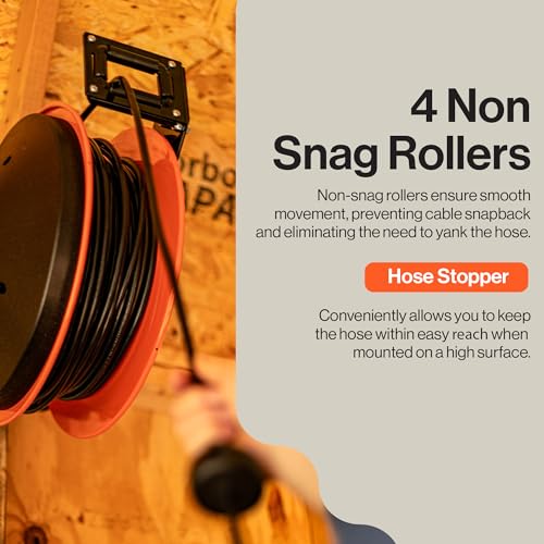 SuperHandy 12AWG x 80 ft Retractable Steel Extension Cord Reel