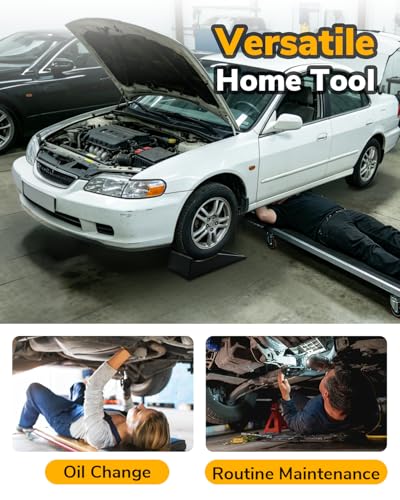 ROBLOCK Car Ramps for Lift and Vehicle Maintenance, Portable Low Profile Car Ramps for Garage, Heavy Duty Tire Ramps for Low Chassis Cars and Support Jack, 26''x9.8''x5.9'', G.V.W 20000 LBS, 2 PCS