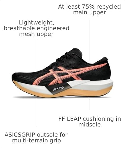 ASICS Unisex Magic Speed 5 Running Shoes, 5.5M / 7W, Black/Sun Coral