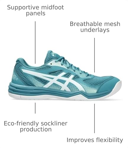 ASICS Men's Upcourt 5 Indoor Sport Shoe, 13, Blue Teal/White