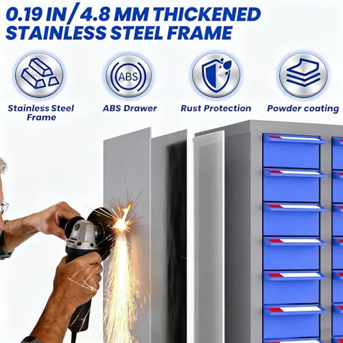 75 Drawers Parts Cabinet Bolt and Nut Tool Storage Cabinet, ABS Material Hardware Organizer, Part Drawer Bolt Bin with Shelf and Label, Tool Organizer Bolt Bins Organizer for Shop (75 Drawers)