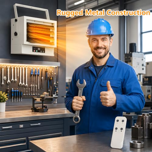 VILLABROT 5000W Garage Heater 240V, Fan-Forced Electric Heater with Remote & Digital Thermostat, Wall/Ceiling Mount, Overheat Protection, 1-9H Timer, 500 Sq.Ft for Garage Greenhouse Indoor