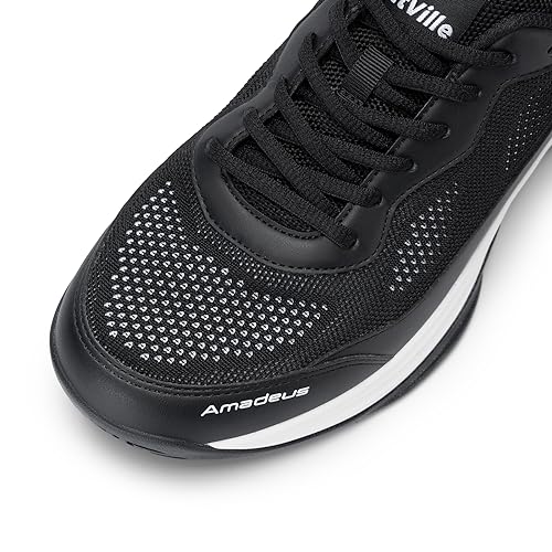 FitVille Wide Pickleball Shoes for Men Blue Tennis Shoes Sneakers for All Court Racquetball Athletic Shoes for Racquet Sport | Arch Support & Wide Toe Box (9 Wide, Black)