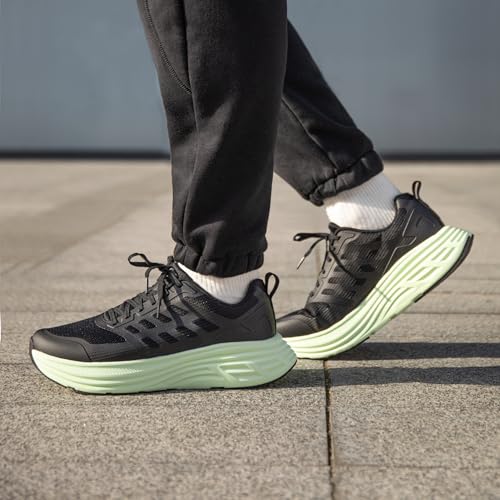 NORTIV 8 Men's Walking Running Tennis Cushioning Shoes ActiveFloat Non Slip Athletic Gym Workout Jogging Comfortable Sneakers,Size 11,Black/Green,SNWS245M