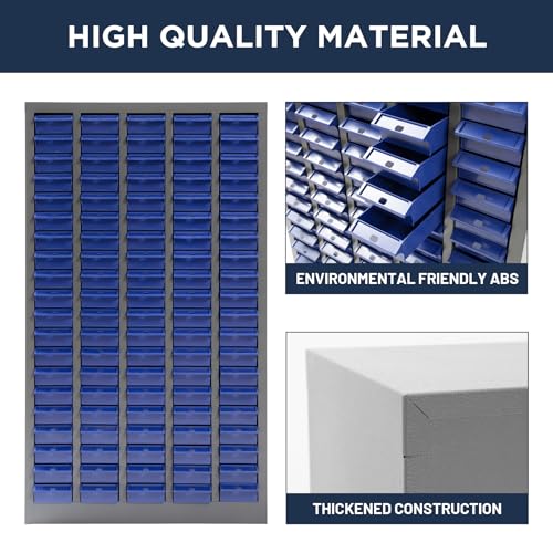 biosp 100 Drawers Bolt and Nut Tool Storage Cabinet Parts Cabinet Hardware Organization Shelves Bolts Bin Tool with ABS Material Drawer Label Stickers for Tool Hardware Storage, Grey