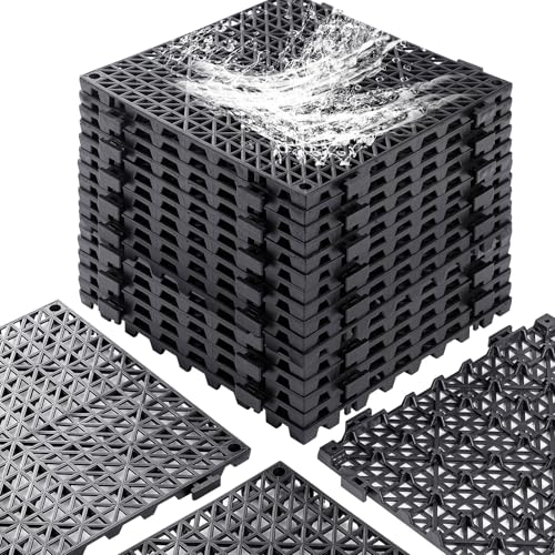 12” x 12” Drainage Interlocking Floor Mats 12 Pack for Outdoor and Indoor