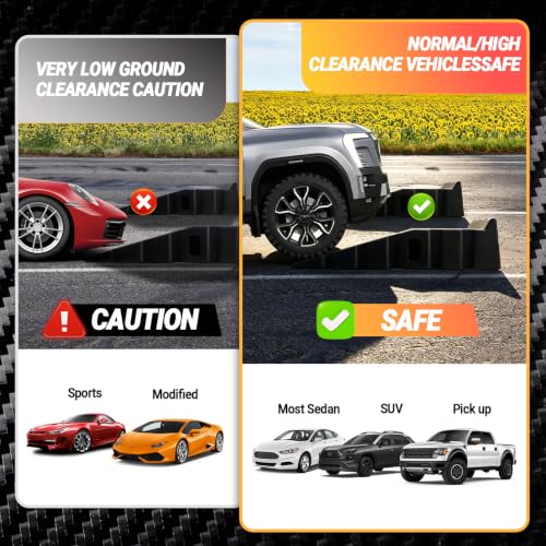 TARNANVEL 2 Pack Car Ramps for Oil Changes and Lfit, 16000 Lbs Capacity Heavy-Duty Car Lifts for Home Garage or Shop Portable 6.8 Inch Lift Car Ramps with Anti Slip Grooves