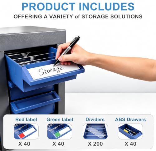40 Drawers Bolt and Nut Tool Storage Cabinet with 200 Dividers & 80 Label Slots, Heavy-Duty Alloy Steel Parts Cabinet, ABS Drawers Bolt Bins Organizer for Hardware, Screws, in Workshop