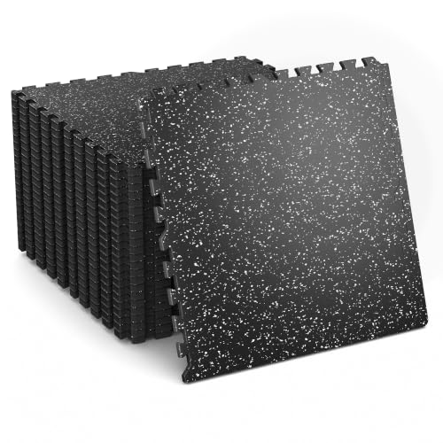 VIVALUZ 0.6" Thick 48 Sq Ft Rubber Top Gym Flooring Mats for Home Gym