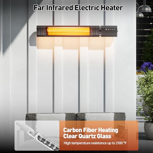 Sundate 1500W Infrared Patio Heater, WiFi App, 9 Heat Levels, 24H Timer