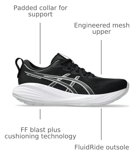 ASICS Women's Gel-Cumulus 27 Running Shoes, 7.5, Black/Concrete
