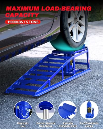 Garvee Hydraulic Car Ramps 2 Pack 5T 11000lbs, 9.3-14" Low Profile