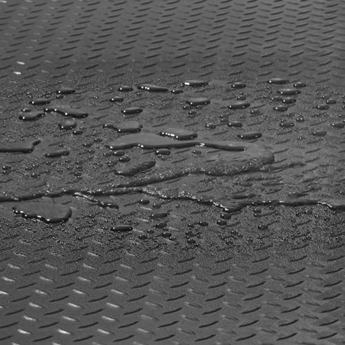 VEVOR Rubber Flooring Roll, 4 x 15 ft SBR Diamond-Plate Rubber Mat, 3mm Thickened, Easy to Clean, Customizable Size, Non-Slip Floor Protector Mat for Under Cars, Garage, Warehouse, Industry Gym, Black