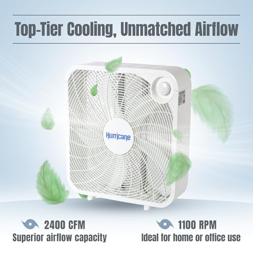 Hurricane Classic Floor Box Fan with 3 Speed Settings, White - 20in