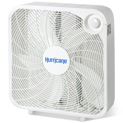 Hurricane Classic Floor Box Fan with 3 Speed Settings, White - 20in