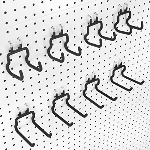 Pegboard Hooks, 8 Pack Peg Board Tool Utility Hooks & Hangers (Black)