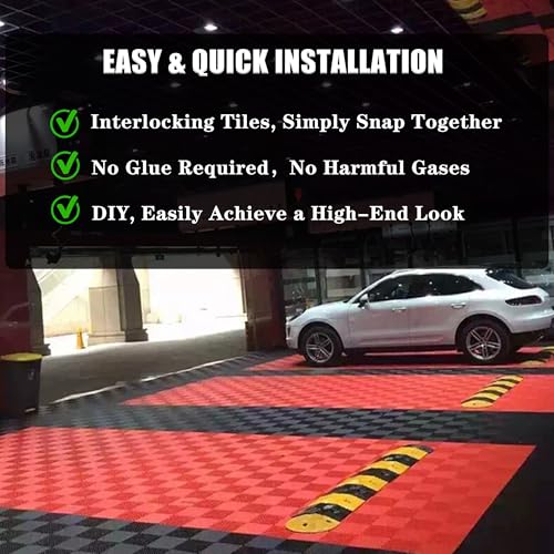 HTWELL Interlocking Garage Floor Tiles, Rigid Drainage 16"x16" Gray 24-Pack