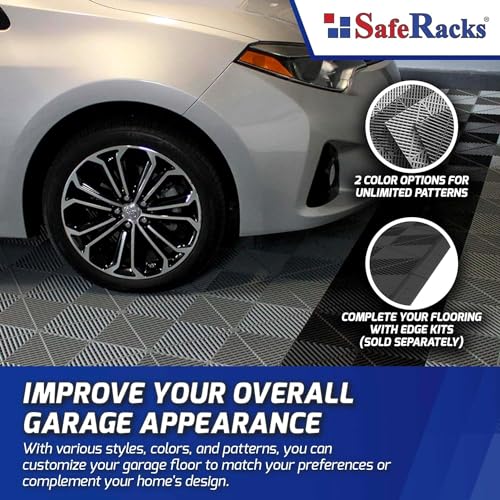 SafeRacks Vented Interlocking Garage Floor Tiles - Black, 48 Pack