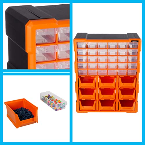 Stalwart Plastic Storage Drawers - 39-Drawer Screw Organizer, Black