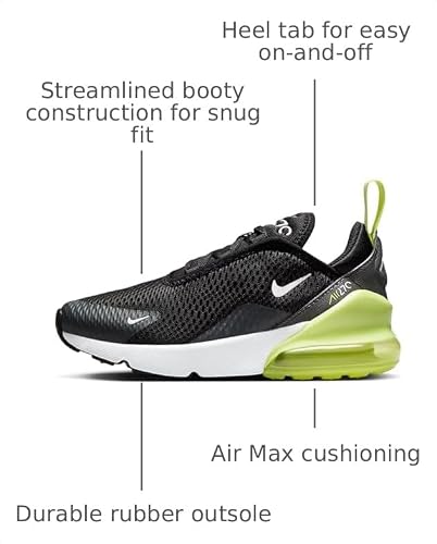 Nike Air Max 270 Little Kids' Shoes (AO2372-704, Light Lemon Twist/Black/Anthracite/White) Size 12