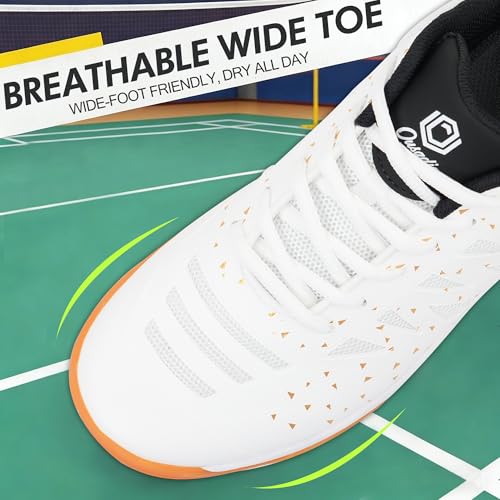 ousadia Men Athletic Tennis Shoes Pickleball Badminton Sneakers Gym Sports Shoes (9, White)