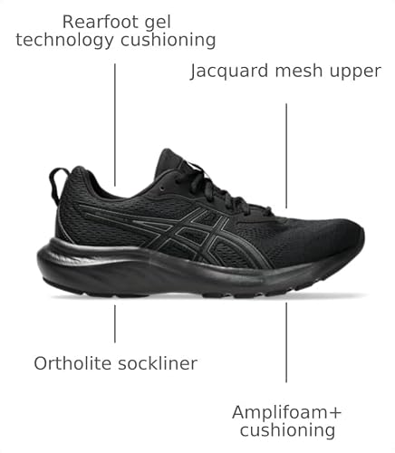 ASICS Women's Gel-Contend 9 Running Shoes, 6.5, Black/Graphite Grey