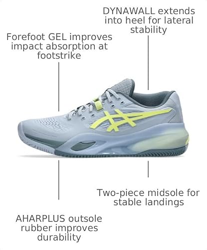 ASICS Men's Gel-Resolution X Clay Tennis Shoes, 9, Grey Blue/Pistachio