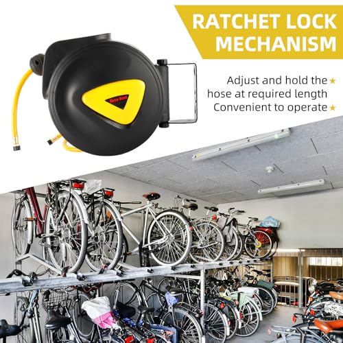 8MILELAKE Retractable Auto Rewind Air Hose Reel Wall Mount Tool Air Compressor 33ft x5/16inches 180 degree rotation Air Hose Reel