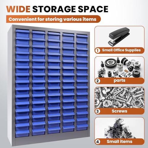 Nut and Bolt Storage Cabinet with ABS Drawer,Steel Small Parts Storage Organizer,25" H X 9" D X21 W Screw Organization for Hardware,Nails,Fastener,Electronic Components (40 ABS Drawers) (75)