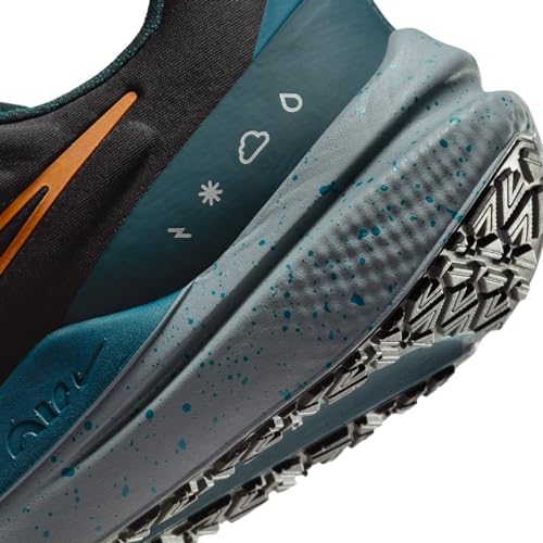 Nike Winflo 9 Shield Men's Weatherized Road Running Shoes (DM1106-002, Black/GEODE Teal/DEEP Jungle/Safety Orange) Size 11.5