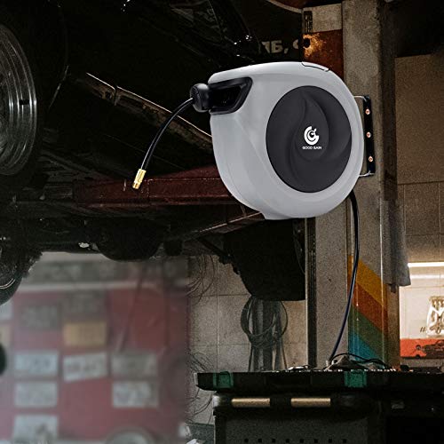 G GOOD GAIN Air Hose Reel Retractable 3/8 in. x 50 ft, Grey