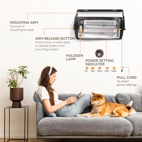 BEYOND HEAT Electric Garage Heater 120V, 1500W Radiant Space Heater, 2-Pack