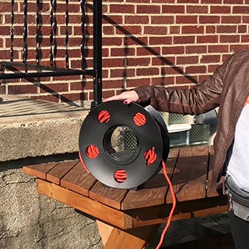 GarfatolRv Cord Storage Reel Easy to Use with Center Rotating Handle 100 Feet (Black)