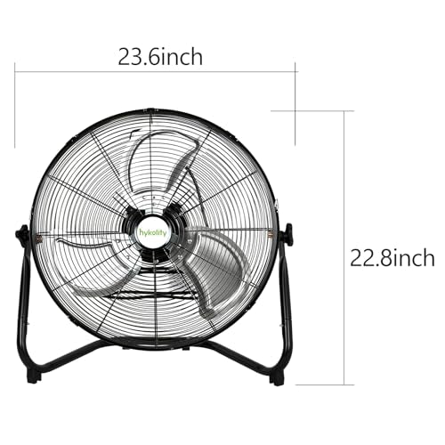 hykolity 20" High Velocity Floor Fan, 3-Speed Heavy Duty Industrial Fan with Wall-Mounting System, Metal Floor Fan for Commercial Space, Warehouse, Garage, and Workshop, 2 Pack