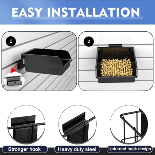BeapTcely 40 Pcs Slatwall Accessories Set - Includes Metal Wire Baskets, Storage Bins, Hooks, Screwdriver Holders and Shelves for Garage and Room Storage