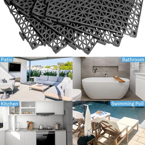 12” x 12” Drainage Interlocking Floor Mats 12 Pack for Outdoor and Indoor