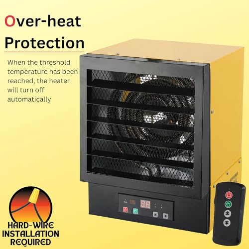 Dura Heat EWH5510 Electric Forced Air Heater with Remote Control 17,060 Btu, Yellow, Large