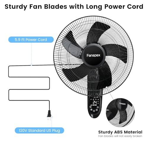 Fanspex 16" Wall Mounted Fan for Home Garage Workshop Greenhouse