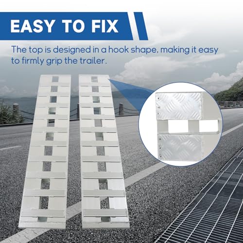 2PCS 60 Inch x 12 Inch Aluminum Trailer Loading Ramps - 6000 lbs Capacity with Beavertail Hook End