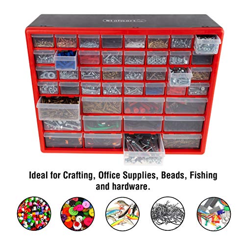 Storage Drawers-44 Compartment Organizer Desktop or Wall Mountable Container for Hardware, Parts, Craft Supplies, Beads, Jewelry, and More by Stalwart