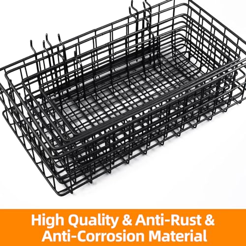 NOEAIKE 4 Pack Metal Pegboard Baskets Organizer Hooks for Garage Workshop
