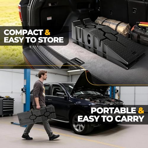 Auto Dynasty Car Ramps for Oil Changes, Low-Profile 2Pcs 2.5 Ton Capacity
