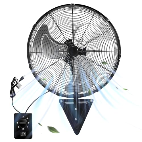 TMWINGS 20 Inch Wall Mount Fan, Heavy Duty Oscillating Wall Mounted Fan with 6600 CFM, High Velocity 3 Speed Fans with Adjustable Tilting for Workshop, Garage, Patios, Commercial and Industrial