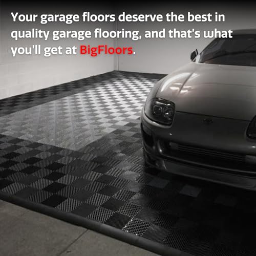Big Floors RaceDeck Garage Floor Tiles, Interlocking Garage Flooring, Free-Flow Self-Draining Non-Slip Heavy-Duty Copolymer, Easy Install (Alloy, 48 Pack of 12 x 12" Tiles, 48 Sq Ft)