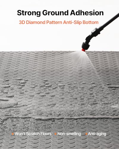 VEVOR Rubber Flooring Roll, 4 x 15 ft SBR Diamond-Plate Rubber Mat, 3mm Thickened, Easy to Clean, Customizable Size, Non-Slip Floor Protector Mat for Under Cars, Garage, Warehouse, Industry Gym, Black