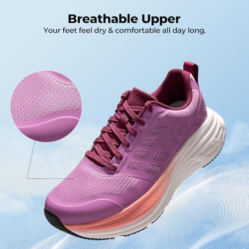 NORTIV 8 Women's Walking Shoes Cushion Running Tennis Shoes ActiveFloat Non-Slip Comfortable Breathable Workout Gym Sports Athletic Fashion Sneakers,Size 8.5,Purple,SNWS245W