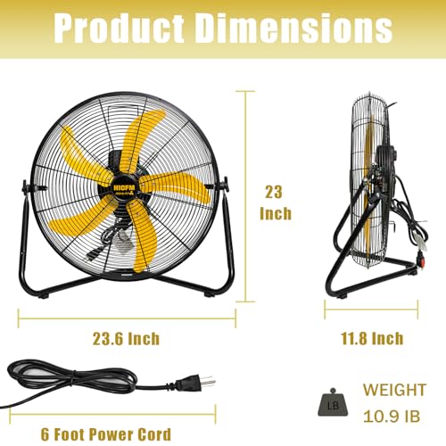 HiCFM 2 Pcs 20-inch 5300 CFM High Velocity Metal Floor Fan