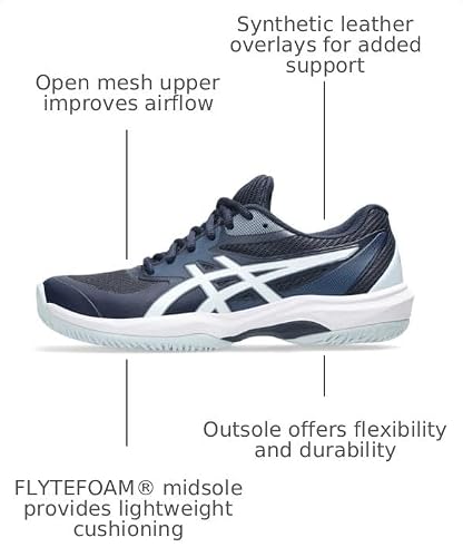 ASICS Women's Game FlyteFoam Tennis Shoes, 9, Midnight/White